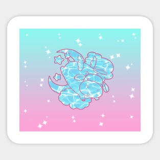 Ombre Pink and Cyan Angel Cow Sticker